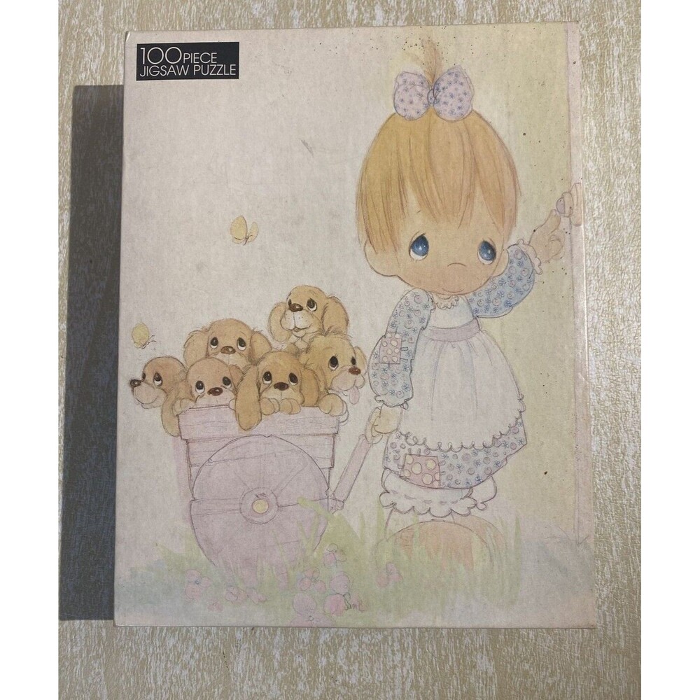 1991 Vintage SEALED Precious moments 100 Piece Kids Puzzle Girl With Puppies